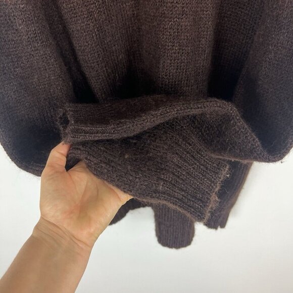 Vintage Structure Wool Sweater sz L Brown Orange Stripe Grunge Kurt Cobain Baggy - Picture 3 of 8